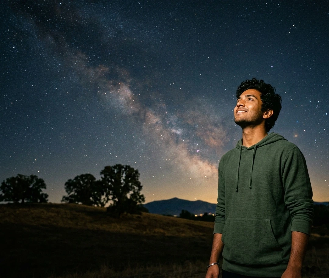 A believer looking up in hope
